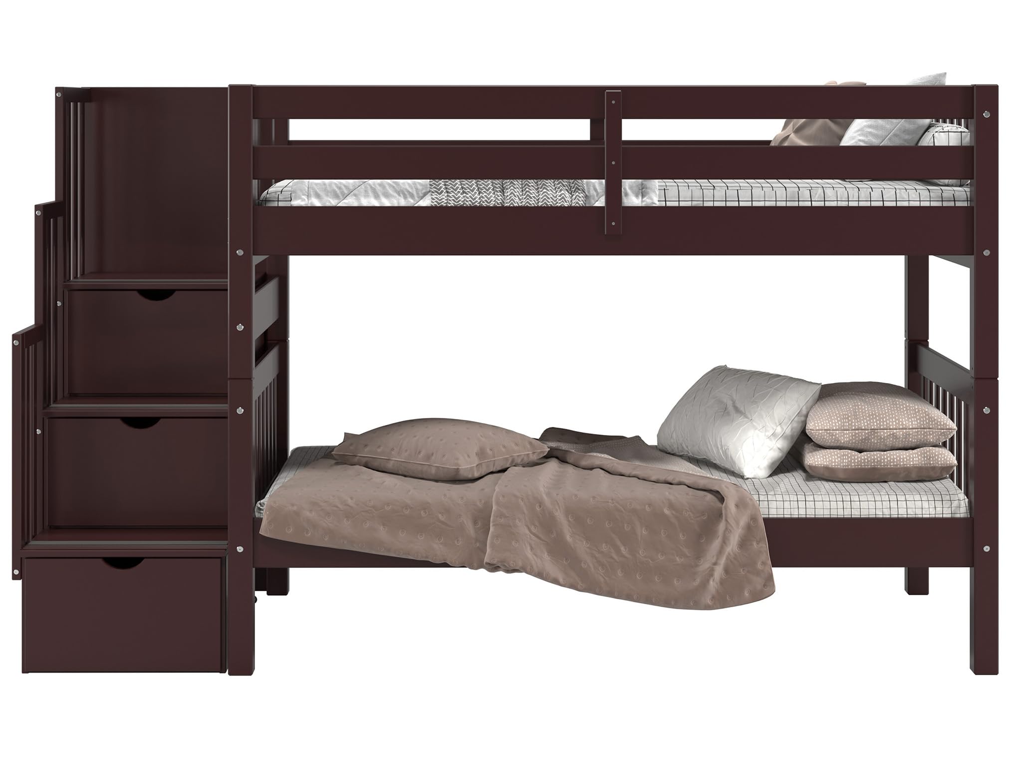 Stairway Bunk Beds Twin over Twin with 3 Drawers in the Steps