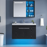 31" Black Bathroom Vanity with Sink, Floating Bathroom Sink Cabinet with LED Light