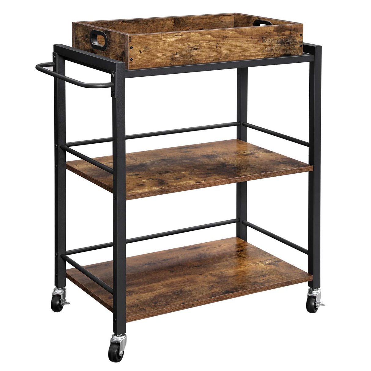 Industrial Bar Cart for The Home, Serving Cart with Wheels and Handle