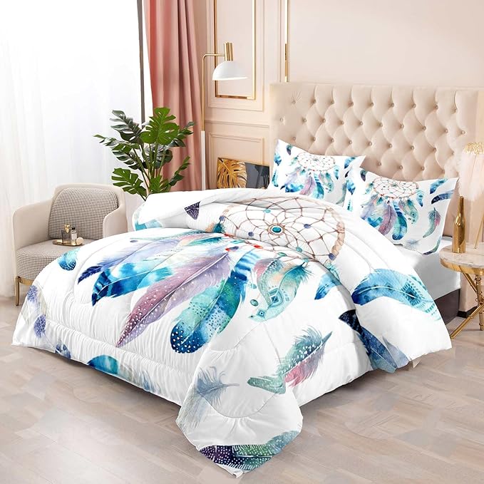 3PCS Dream Catcher Comforter Set Queen Size, Galaxy Bedding Sets