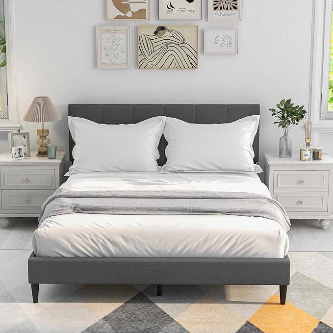 Twin Size Upholstered Platform Bed Frame