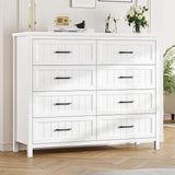 8 Drawer Dresser for Bedroom, Modern Dresser with Deep Drawers, Large White Dresser Farmhouse Wooden Double Dresser Chest of Drawers for Living Room, Hallway, Entryway (White, 8 Drawer)