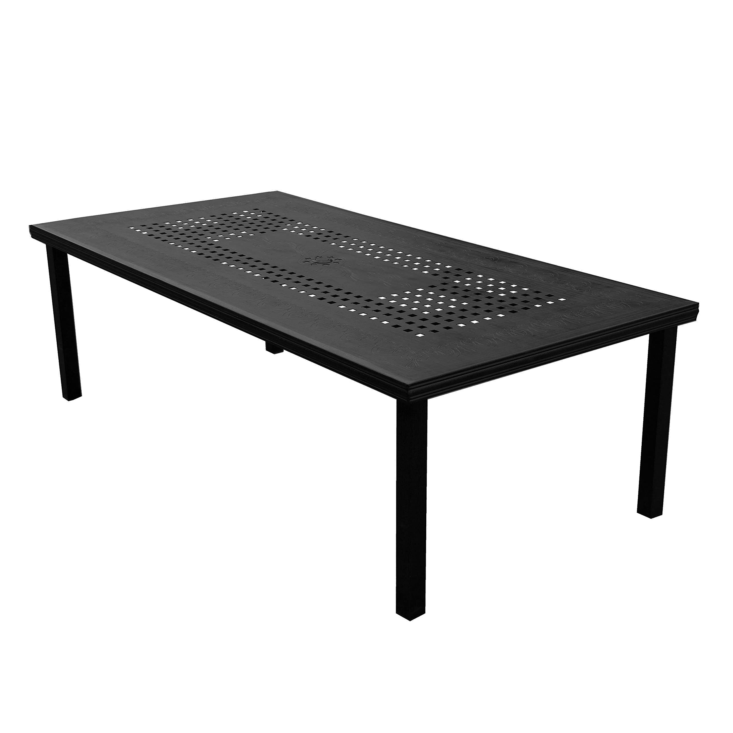Modern Outdoor Mesh Lattice Aluminum 95-in Black Large Eight Arm Chairs Rectangular