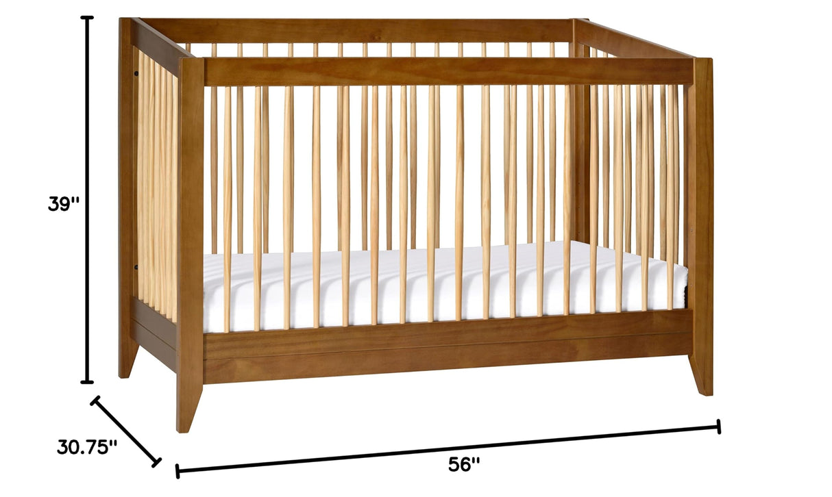 Sprout 4-in-1 Convertible Crib with Toddler Bed Conversion Kit in Chestnut and Natural,