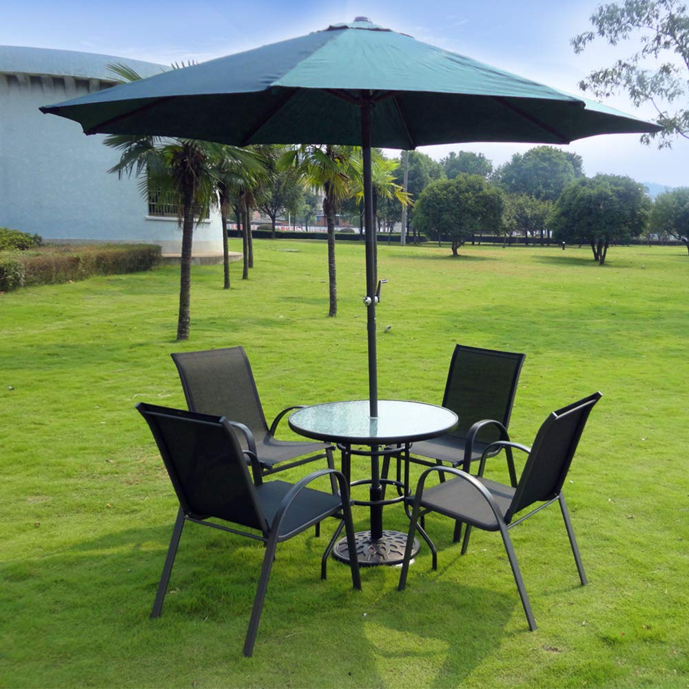 Round Patio Table with Umbrella Hole, 32" Outdoor Dining Table