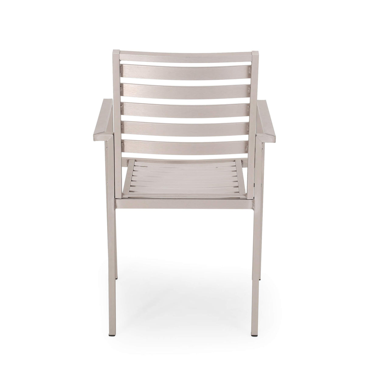 GDFStudio Outdoor Modern Aluminum Dining Chair (Set of 2), Silver