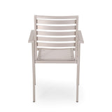 GDFStudio Outdoor Modern Aluminum Dining Chair (Set of 2), Silver