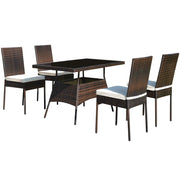 5 Piece Patio Wicker Dining Set, Outdoor Rattan Table and Chairs