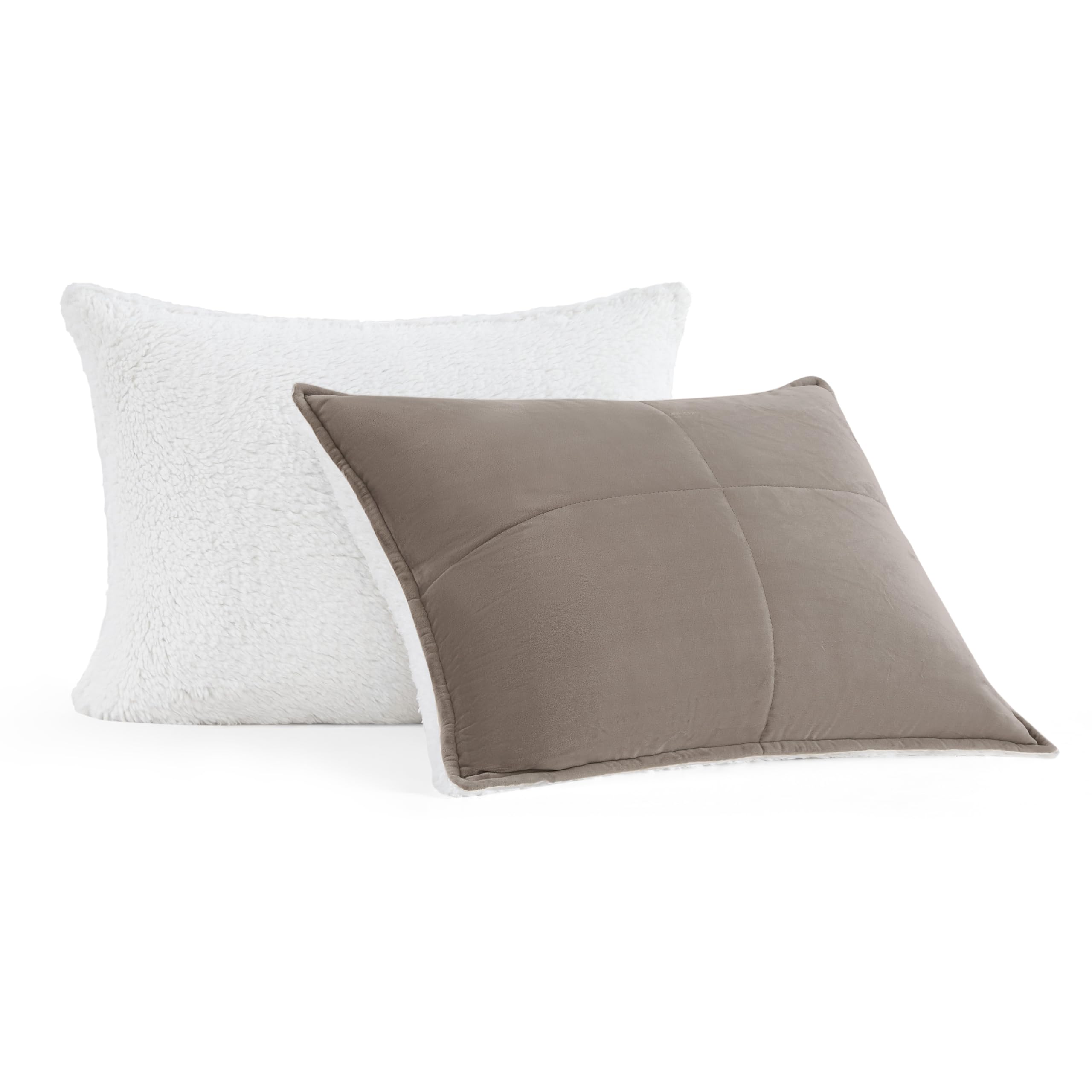 UGG Blissful Comforter Set with 2 Pillow Shams Reversible White Comforter Plush Fluffy Warm Bed Set Premium Hypoallergenic Down Alternative Bedding Breathable, King/California King, Brown Fawn