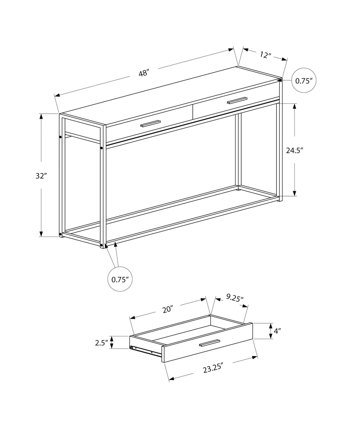 Specialties I Accent, Console Table, GREY