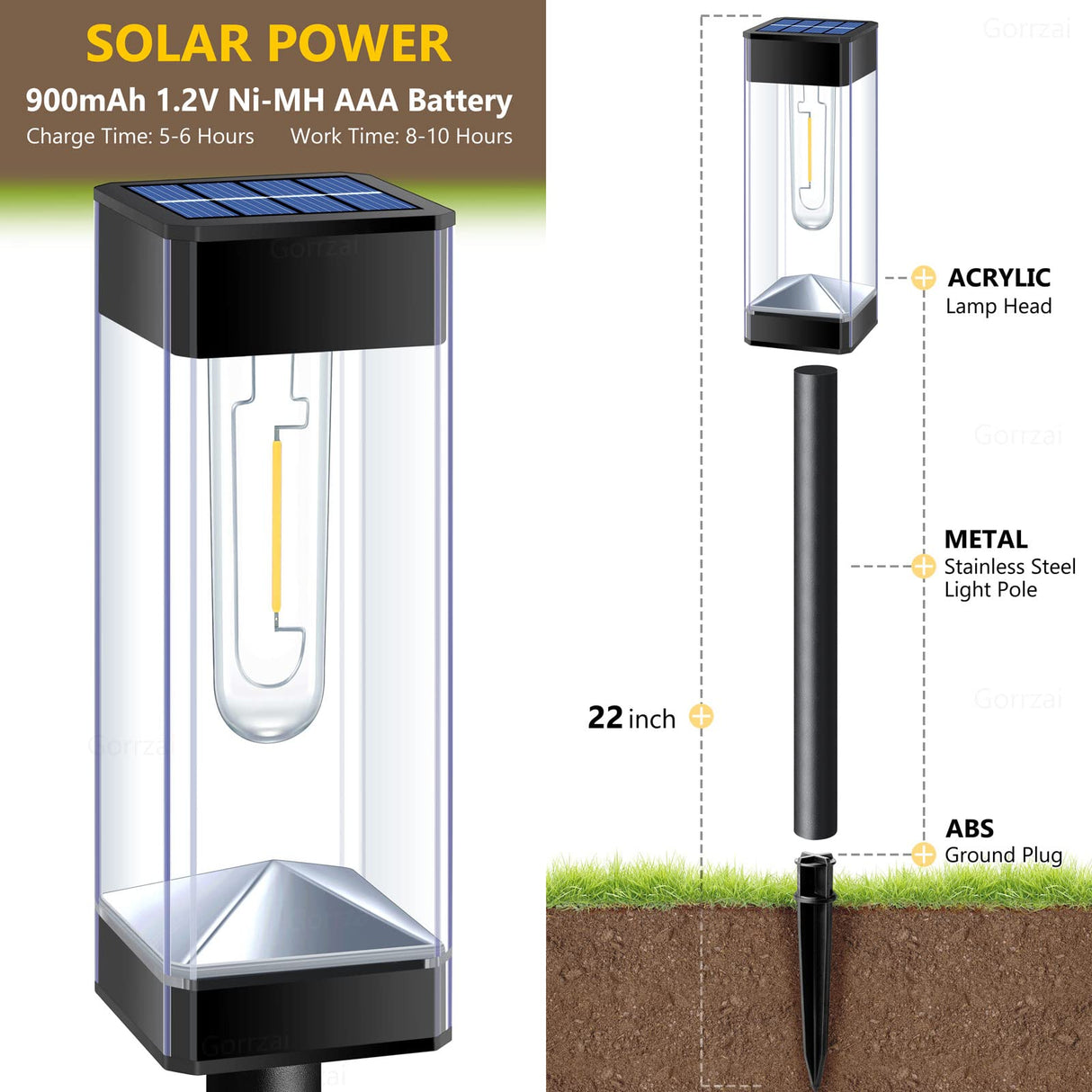 Pathway Lights 8 Pack Solar Outdoor Lights, Upgraded Stainless Steel Garden Lights