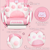 Pink Gaming Chair with Cat Ears - Ergonomic Reclining PC Chair with Footrest