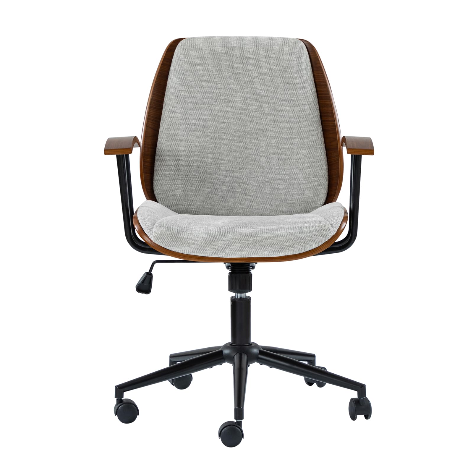 Fabric Office Chair with Steel Legs, Home Office Leisure Chair with Solid Wood Frame
