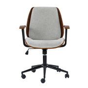 Fabric Office Chair with Steel Legs, Home Office Leisure Chair with Solid Wood Frame