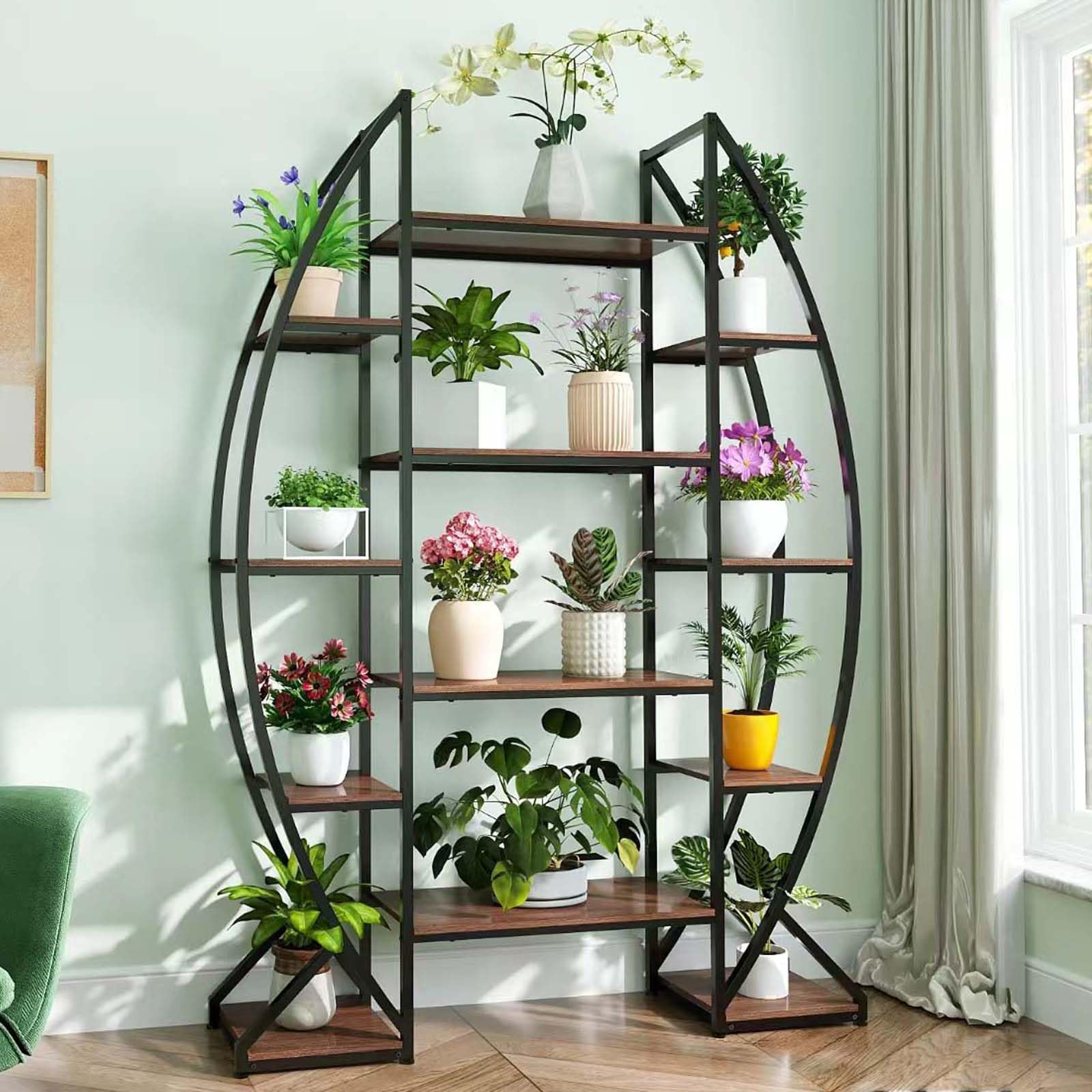 Large Plant Stand Indoor: 70" Tall Half Moon Plant Stands