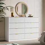 White Dresser for Bedroom, 8 Drawer Double Dresser, Modern Chest of Drawers for Bedroom, Living Room, Entryway and Closet, 55" L x 15.7" D x 37.4" H