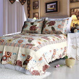 Bedding [Time's Party] 3-Pieces Floral Printed-Quilted Cotton Quilt Set (Full/Queen Size)