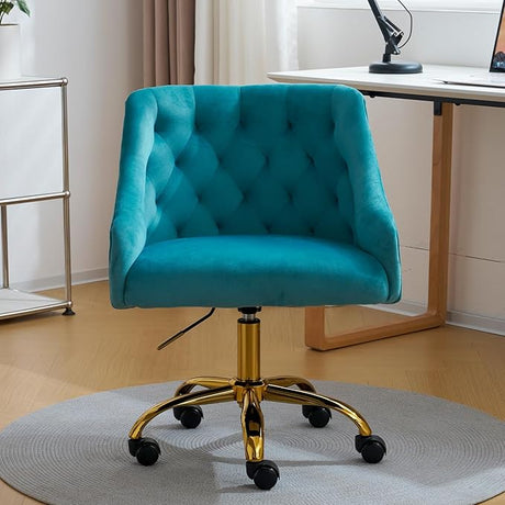 Large Velvet Fabric Swivel Task Chair for Home Office Ergonomic Comfortable Chair