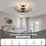 Semi Flush Mount Ceiling Light, 6-Light Modern Close to Ceiling Light Fixtures, 31.5" Kitchen Ceiling Lights Black Light Fixture for Dining Room Living Room Bedroom Bathroom Entryway Hallway Farmhouse