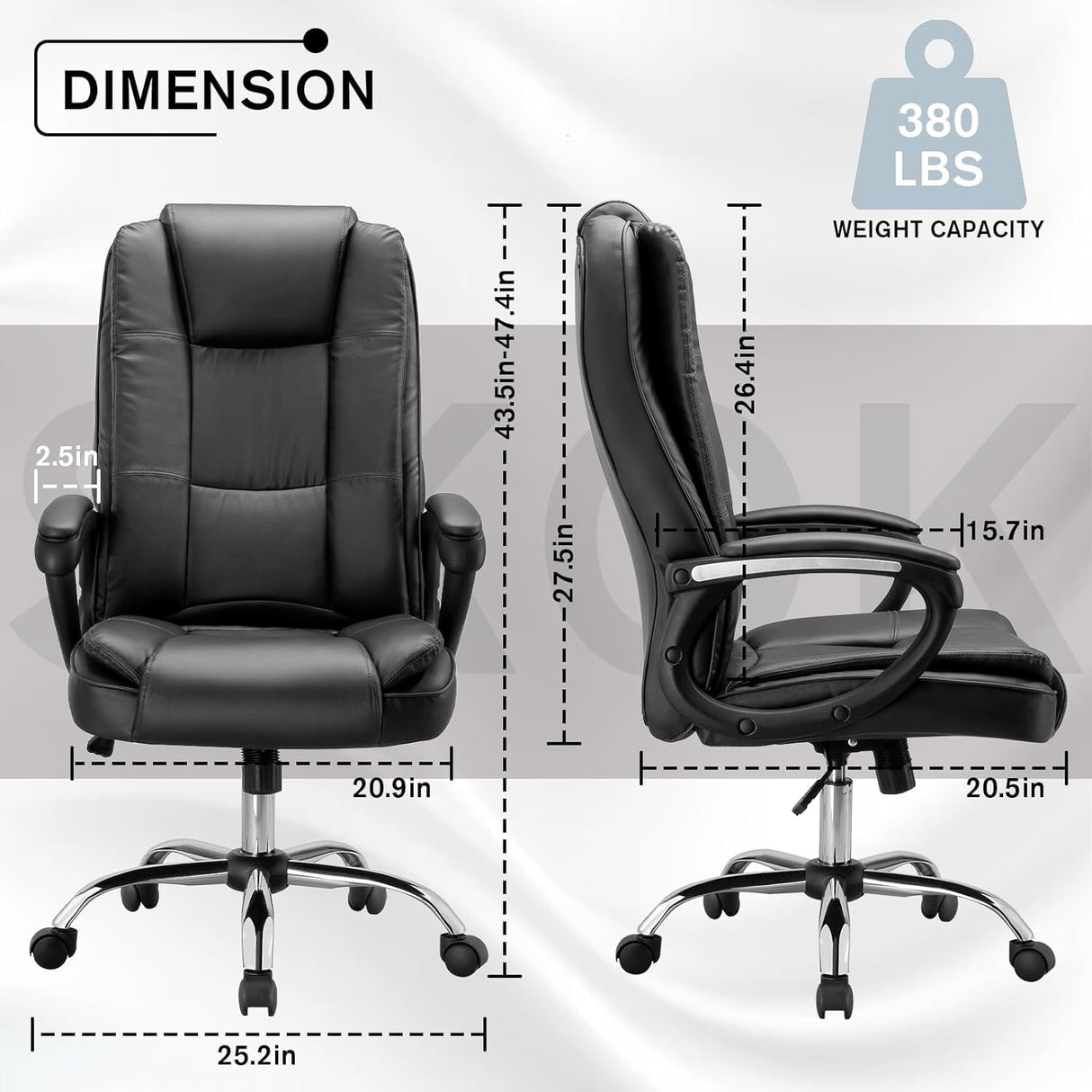 Office Chair, Executive Office Chair Height Adjustable PU Leather Computer Chair,