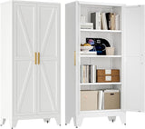 61" Tall Farmhouse Metal Pantry Cabinet, Kitchen Pantry Storage Cabinets