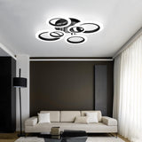32" Modern LED Ceiling Light - Dimmable 6-Ring Semi Flush Mount