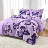 Bed in A Bag King Size 7 Pieces, Purple Paisley Butterfly Bedding Comforter Set All Season