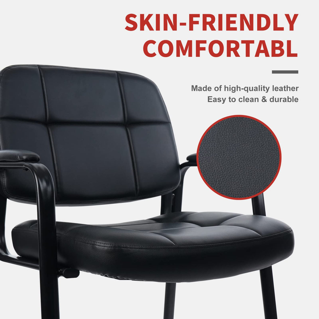 Big & Tall Waiting Room Guest Chair with Bonded Leather Padded Arm Rest and Sled Base