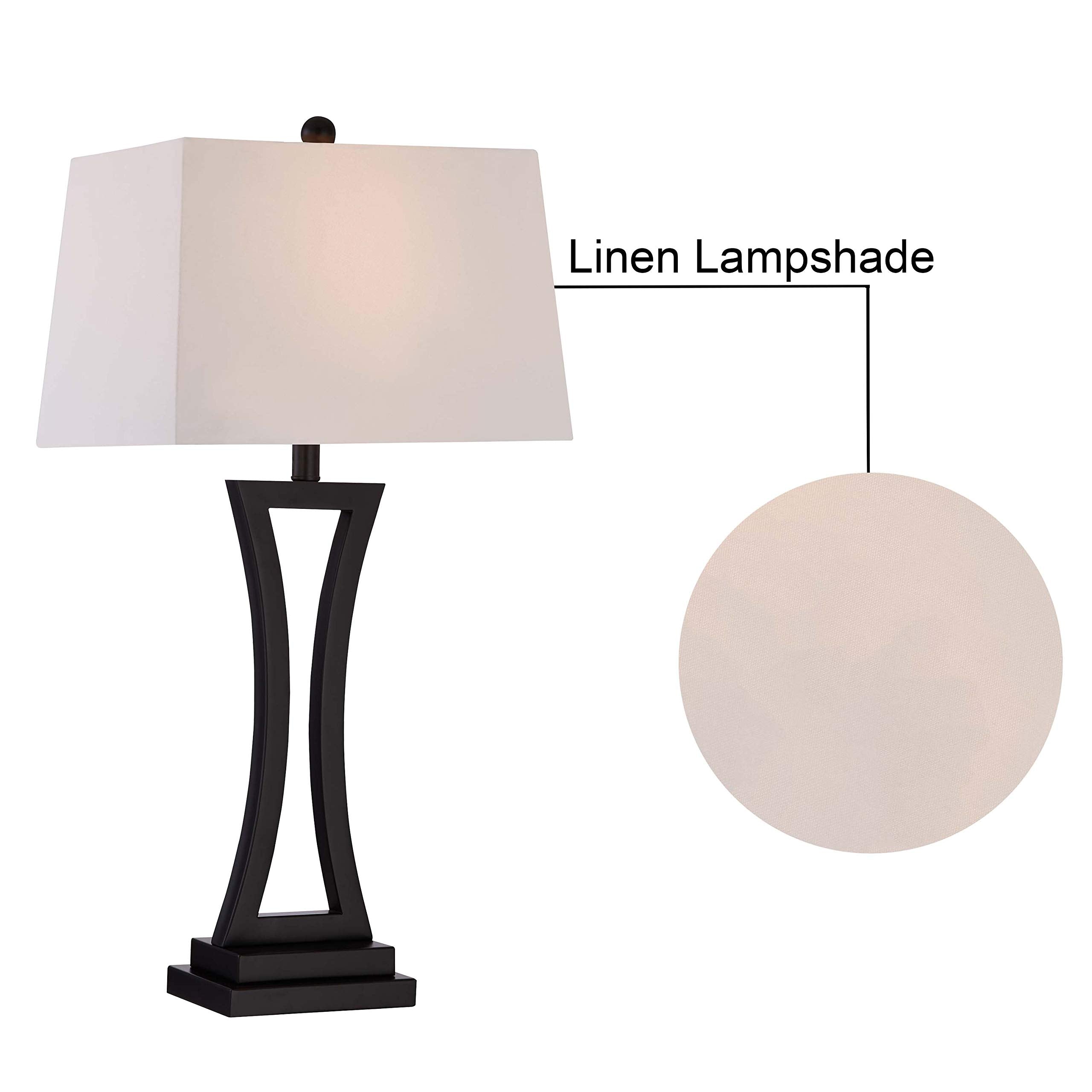Modern Table Lamps Set of 2 - 3-Way Dimmable with White Rectangular Shade