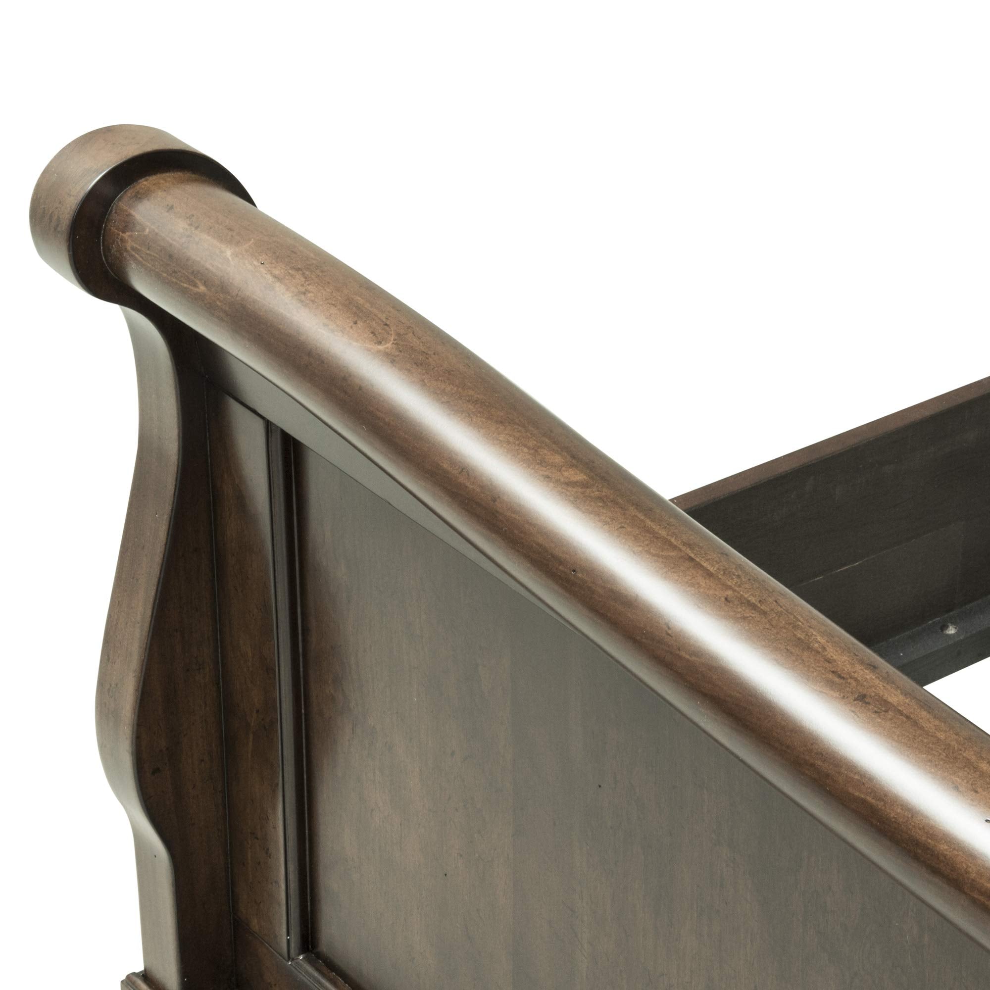 Rustic Cherry Queen Sleigh Bed - Classic Louis Philippe Style