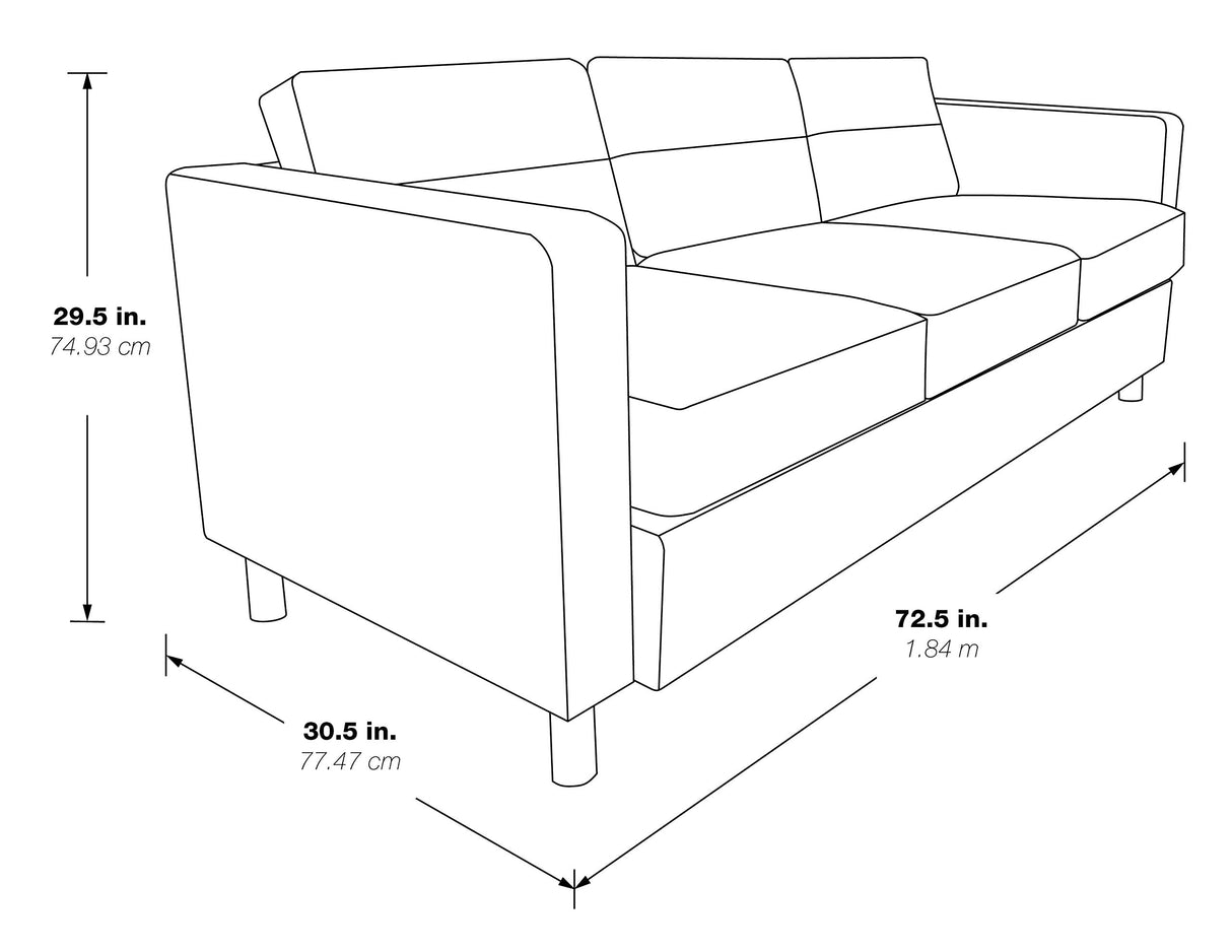 Sofa with Padded Box Spring Seats and Silver Finish Legs, Dillon Lipstick Faux Leather