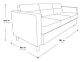 Sofa with Padded Box Spring Seats and Silver Finish Legs, Dillon Lipstick Faux Leather