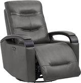 Genuine Leather Power Swivel Glider Rocker Recliner, USB Charge Power