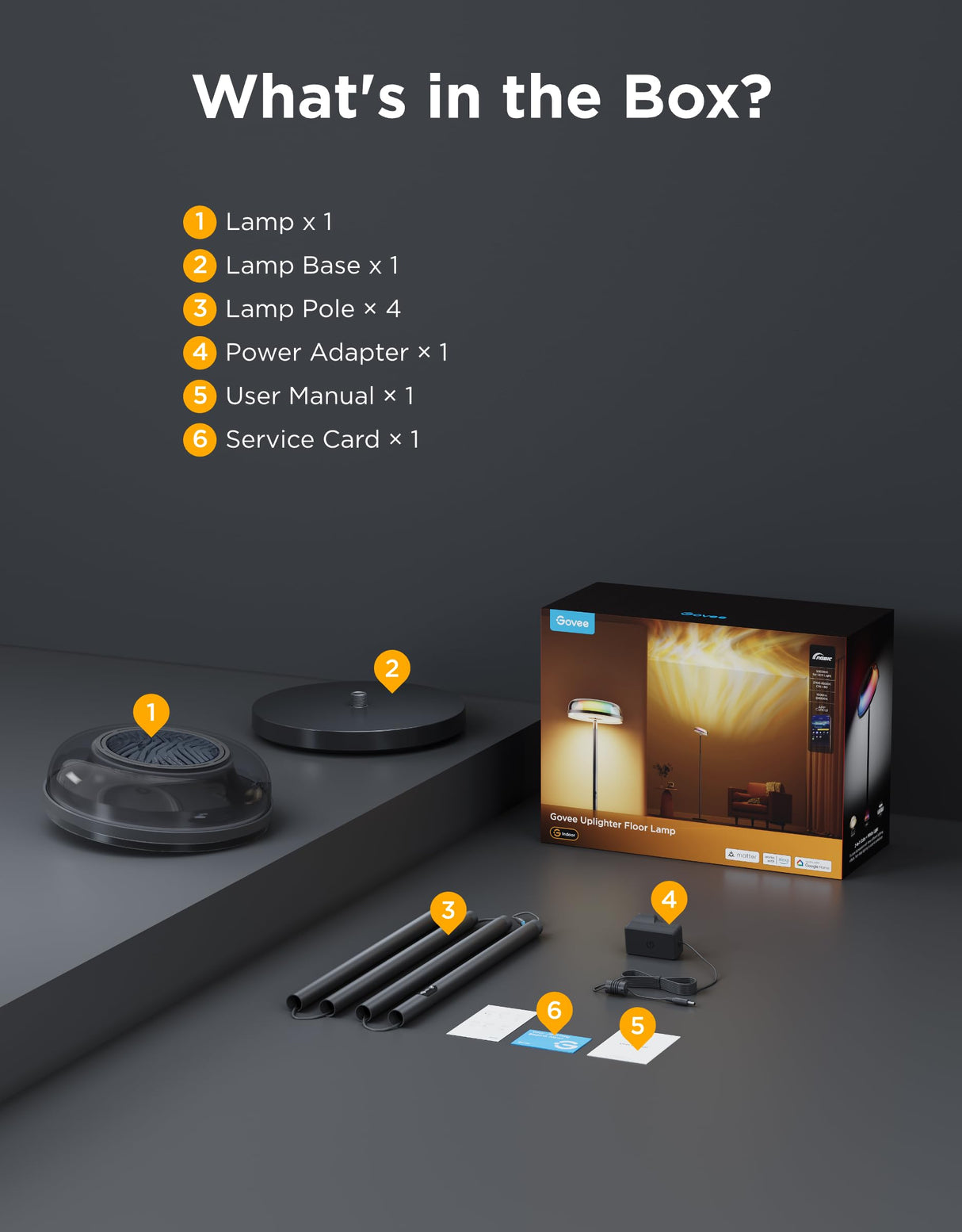 RGBIC Uplighter Floor Lamp with Matter Support - 1000lm LED Corner Light