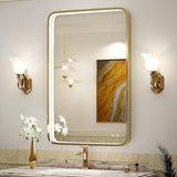 36x24 Inch LED Bathroom Mirror with Lights, Black Metal Frame Mirror