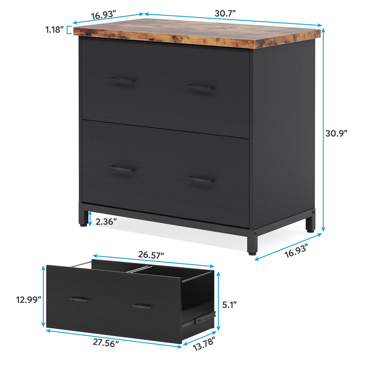 2-Drawer File Cabinet, Wood Lateral Filing Cabinet, Home Office File Cabinet