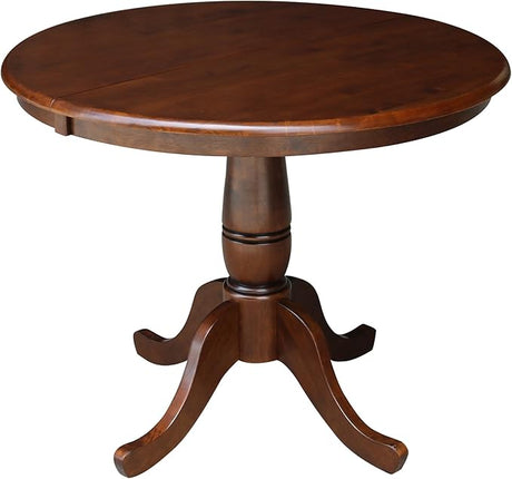 International Concepts Standard Height 36-Inch Round Extension Table with 12-Inch Leaf,