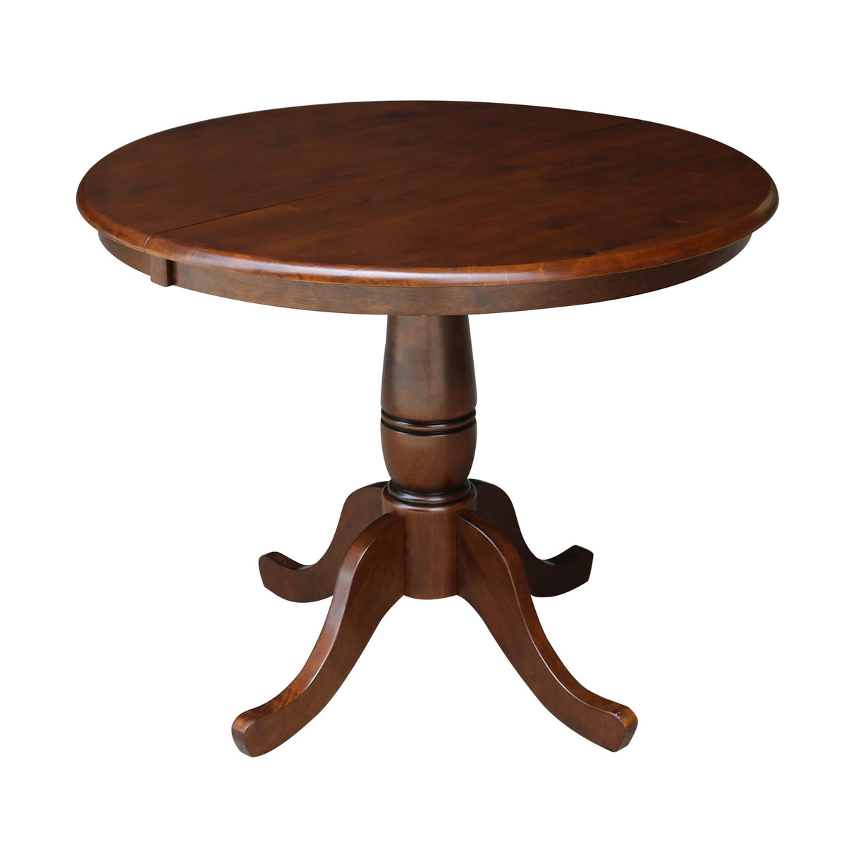 International Concepts Standard Height 36-Inch Round Extension Table with 12-Inch Leaf,