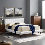Biscuit Tufted Performance Velvet Queen Platform Bed in Teal