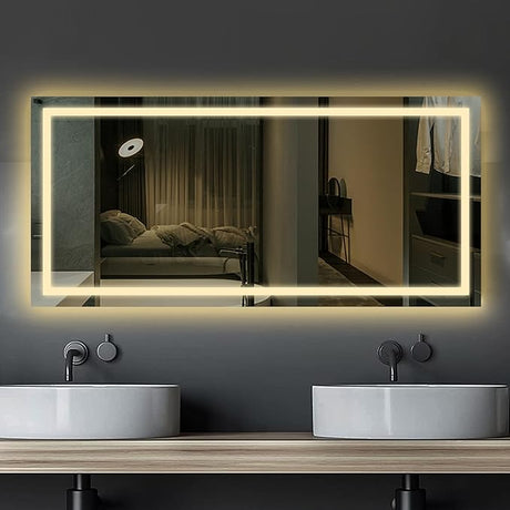 48x24 inch Vanity Mirror with Lights, LED Bathroom Mirror, Large Lighted Smart Mirrors