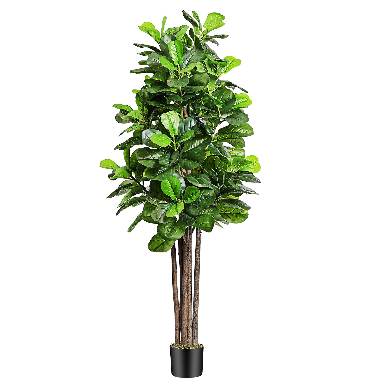 6ft Artificial Fiddle Leaf Fig Tree with 168 Leaves 6 Tree Trunks, Large Faux Ficus Lyrata