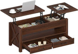 Coffee Table, 47.2" Lift Top Coffee Table with 2 Storage Drawers and Hidden Compartment