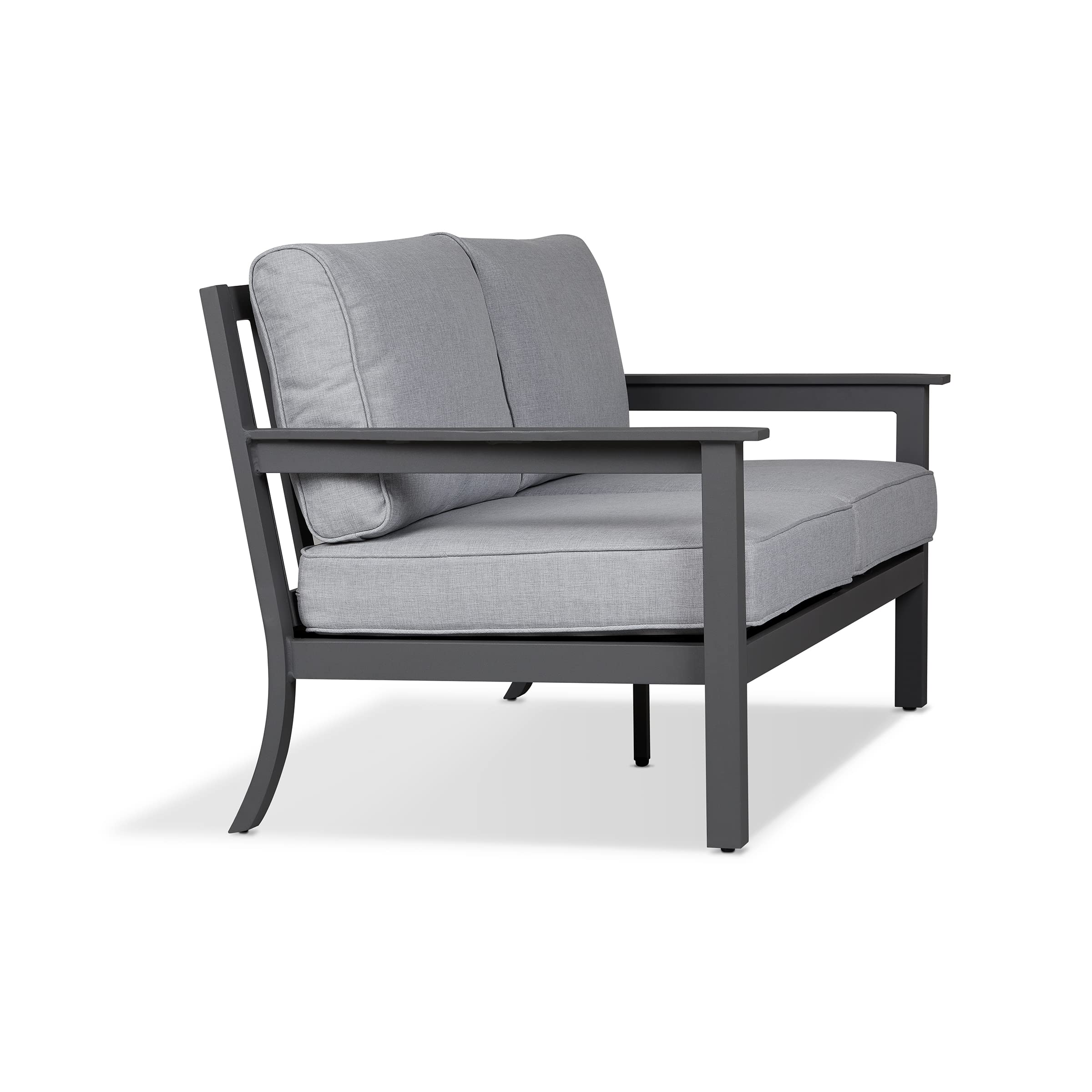Ortun Outdoor Loveseat with Cushions - Two-Seater Couch - Aluminum Frame