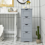 Bathroom Storage Cabinet, Grey Freestanding Floor Cabinet with 4 Drawers & Anti-Tipping Device for Bathroom Living Room Home Office,