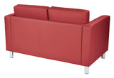 Pacific Loveseat with Padded Box Spring Seats and Silver Finish Legs