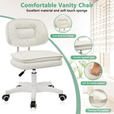 Small Rolling Stool with Backrest - Adjustable Height Vanity Chair