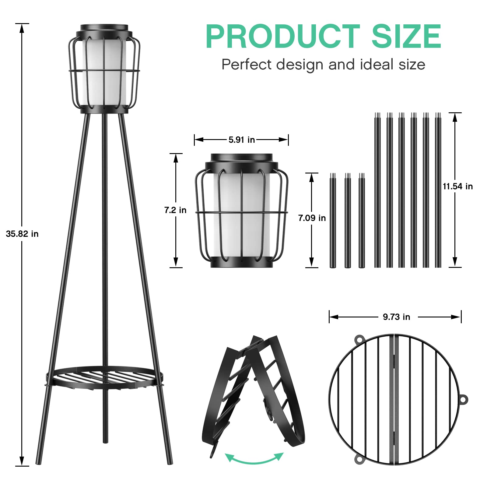 2 Pack Solar Lights Outdoor with Plant Stands, Solar Floor Lamp
