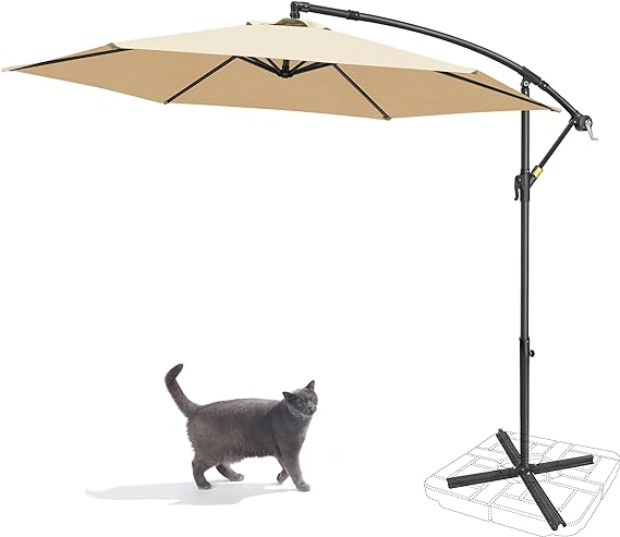 10FT Offset Hanging Market Patio Umbrella w/Easy Tilt Adjustment