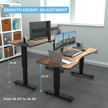 Electric Sit Dual Motor Height Adjustable, Memory Stand Up Desk with Drawer,