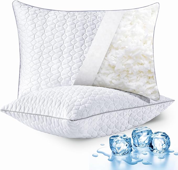 Cooling Pillows Queen Size Set of 2, Shredded Memory Foam Pillows